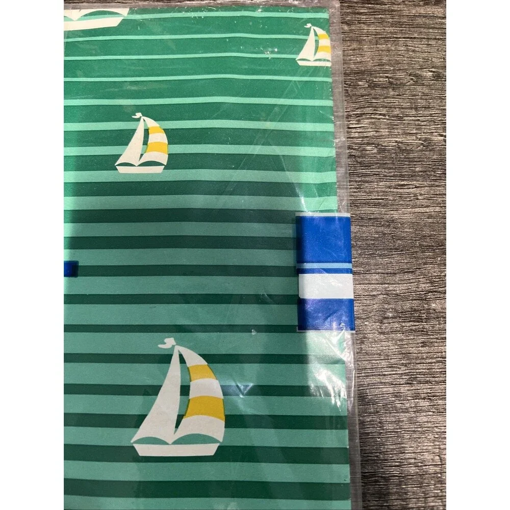 Vintage︱BOATS︱Gift Wrap︱CLEO︱2 Sheets 8.3 sq ft︱Green Boating Theme︱New in Pkg